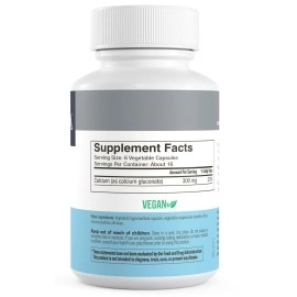 Freeda Calcium Gluconate - Kosher Vegan Calcium Supplement - Easy to Digest & Absorb - Supports Bone Strength - Pure Calcium Without Vitamin D - (100 Capsules)