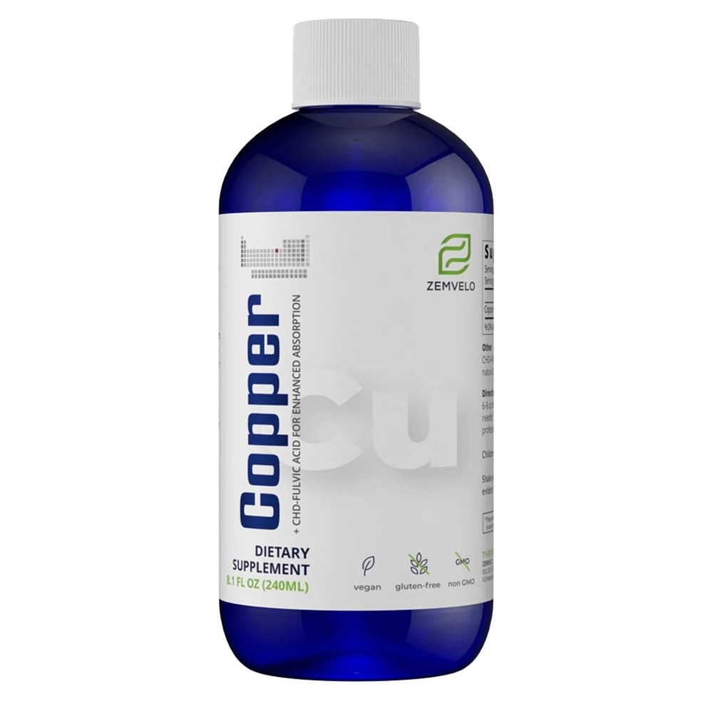 Liquid Ionic Chelated Copper | Natural Elixir for Healthy Connective Tissue | Healthy Hair, Skin, Nails & Collagen | Healthy Iron Levels | Mood Balance | 96 Day Supply