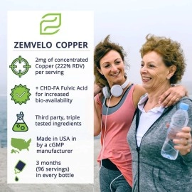 Liquid Ionic Chelated Copper | Natural Elixir for Healthy Connective Tissue | Healthy Hair, Skin, Nails & Collagen | Healthy Iron Levels | Mood Balance | 96 Day Supply