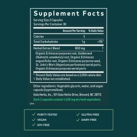 Gaia Herbs Echinacea Goldenseal, Vegan Liquid Capsules, 60 Count - Immune Support & Healthy Inflammatory Response During Seasonal Stress, Organic Echinacea