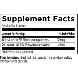 Designs for Health Nattokinase with Serrapeptidase - Natto-Serrazime + Proteolytic Enzymes - Designed to Support a Healthy Circulatory System + Immune Health - Non-GMO Supplement (120 Capsules)