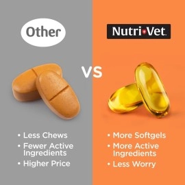 Nutri-Vet Fish Oil Supplements for Dogs - Skin and Coat Omega 3 Supplement - Dog Dry Skin & Dog Shedding Support - 100 Count Softgels