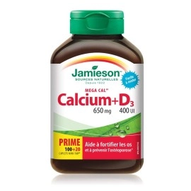 Jamieson Mega Cal Calcium 650 mg + Vitamin D3 400 IU, 120 Count