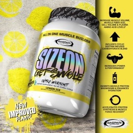Gaspari Nutrition - SizeOn - The Ultimate Hybrid Intra-Workout Amino Acid & Creatine Formula, Increased Muscle Volume & Muscle Recovery - 3.59 Pound (Lemon Ice)