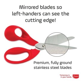 Maped Expert Left Handed Scissors, Stainless Steel Blades, 21cm/8.25-Inch, Red Handles (068650)