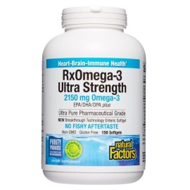 Natural Factors RxOmega-3 Maximum Triple Strength 900 mg 150 Enteripure Softgels