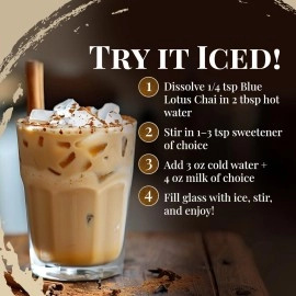 Blue Lotus Chai - Traditional Masala Chai - Makes 100 Cups - 3 Ounce Masala Spiced Chai Powder with Organic Spices - Instant Indian Tea No Steeping - No Gluten