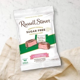 Russell Stover Sugar Free Strawberry Cream with Stevia, 3 oz. Bag