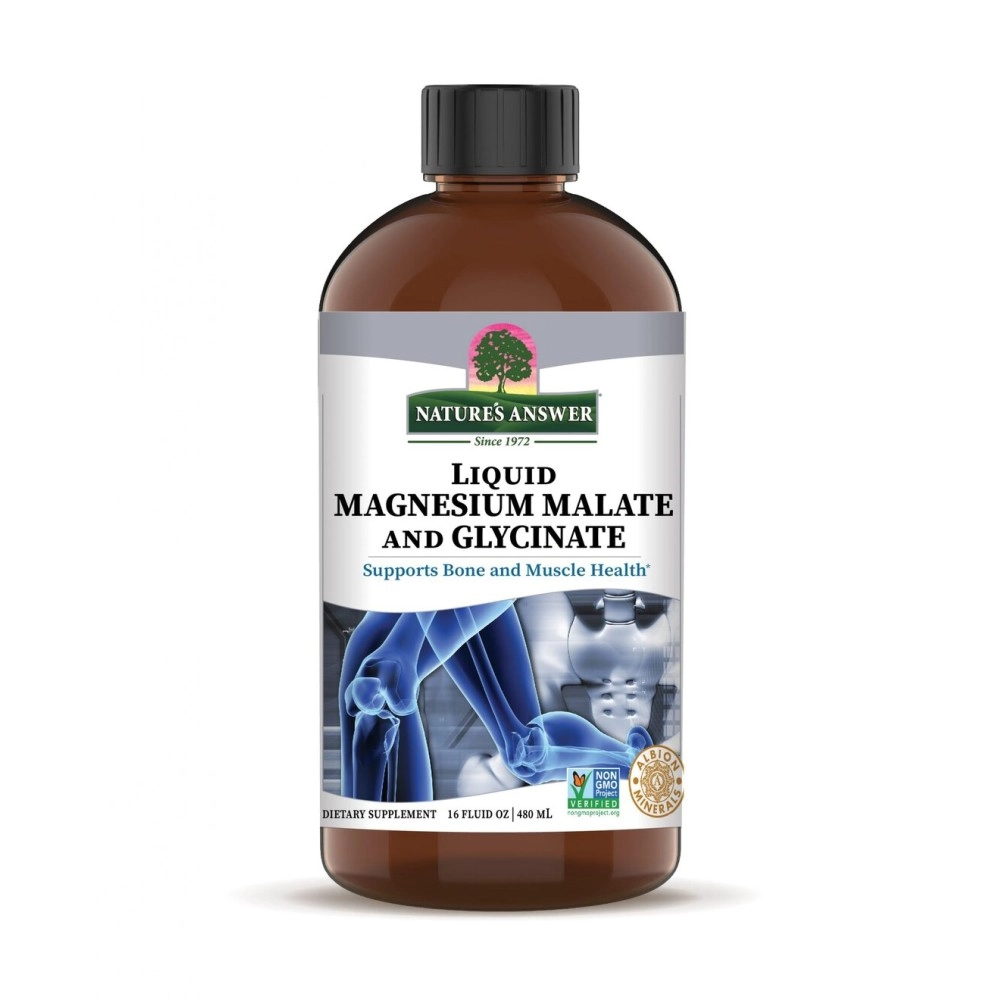 Nature\'s Answer Liquid Magnesium Malate and Glycinate | Supports Healthy Bone & Muscle Function | Promotes Healthy Cardiovascular Function | Gluten-Free & Vegan 16oz