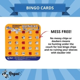 Regal Games Original Travel Bingo 4 Pack - Great For Family Vacations Car Rides And Road Trips 