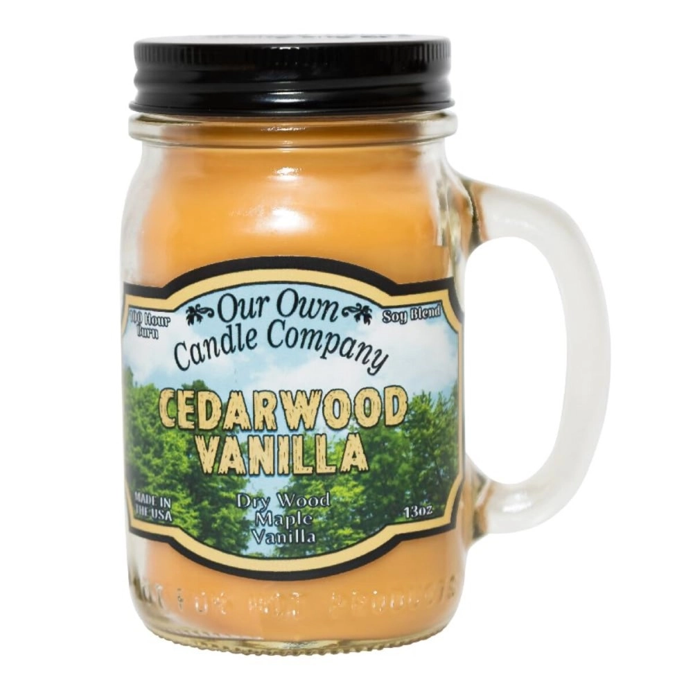 Our Own Candle Company Cedarwood Vanilla Scented 13 Ounce Mason Jar Candle