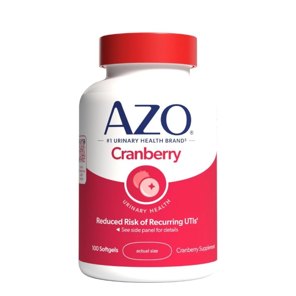 AZO Cranberry Urinary Tract Health Supplement, 1 Serving = 1 Glass of Cranberry Juice, Sugar Free Cranberry Pills, Non-GMO 100 Softgels