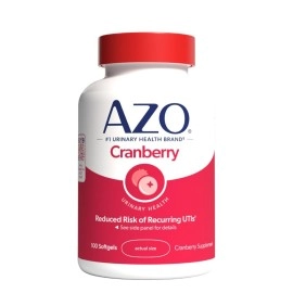 AZO Cranberry Urinary Tract Health Supplement, 1 Serving = 1 Glass of Cranberry Juice, Sugar Free Cranberry Pills, Non-GMO 100 Softgels