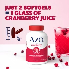 AZO Cranberry Urinary Tract Health Supplement, 1 Serving = 1 Glass of Cranberry Juice, Sugar Free Cranberry Pills, Non-GMO 100 Softgels