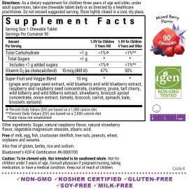 Bluebonnet Nutrition Animalz Vitamin D3 Natural Mixed Berry Flavor 400 Iu 90