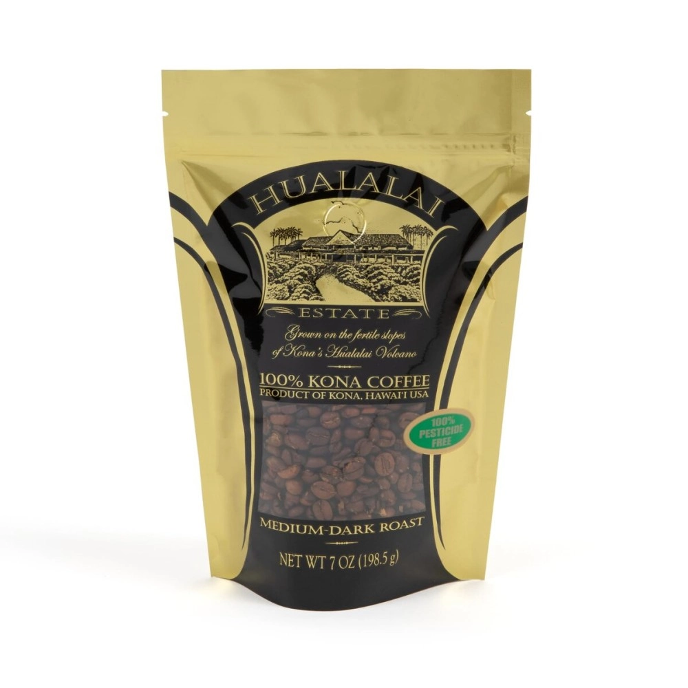 Hualalai Estate - 100% Pure PREMIUM Kona Coffee - Medium-Dark Roast 7oz (WHOLE BEAN)