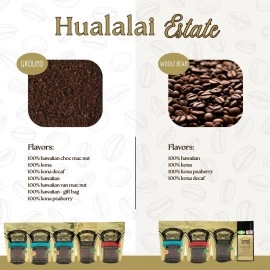 Hualalai Estate - 100% Pure PREMIUM Kona Coffee - Medium-Dark Roast 7oz (WHOLE BEAN)
