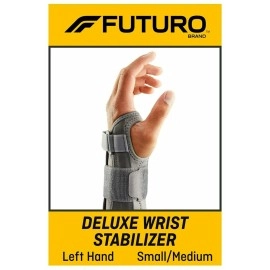 Futuro Deluxe Wrist Stabilizer Left Hand S/M size, 1 unit/pack | Grey color | 09144ENT | Helps relieve pain symptoms | Firm support | Wrist support