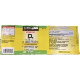 Kirkland Signature 2 Pack Of Kirkland Maximum Strength Vitamin D3 600 Softgels - 1200 Total Softgels 2000 I.U.