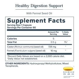 HERITAGE STORE Castor Oil (725mg.) - 60 Vegetarian Capsules