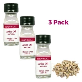 LorAnn Oils Anise Super StrengthNatural Flavor, 1 dram bottle (.0125 fl oz - 3.7 ml) - 3 pack