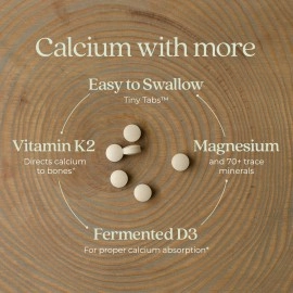 New Chapter Calcium Supplement - Bone Strength Tiny Tabs Organic Red Marine Algae Calcium - with Vitamin D3+K2 + Magnesium, 70+ Trace Minerals for Bone Health, Gluten Free, Easy to Swallow - 240 ct