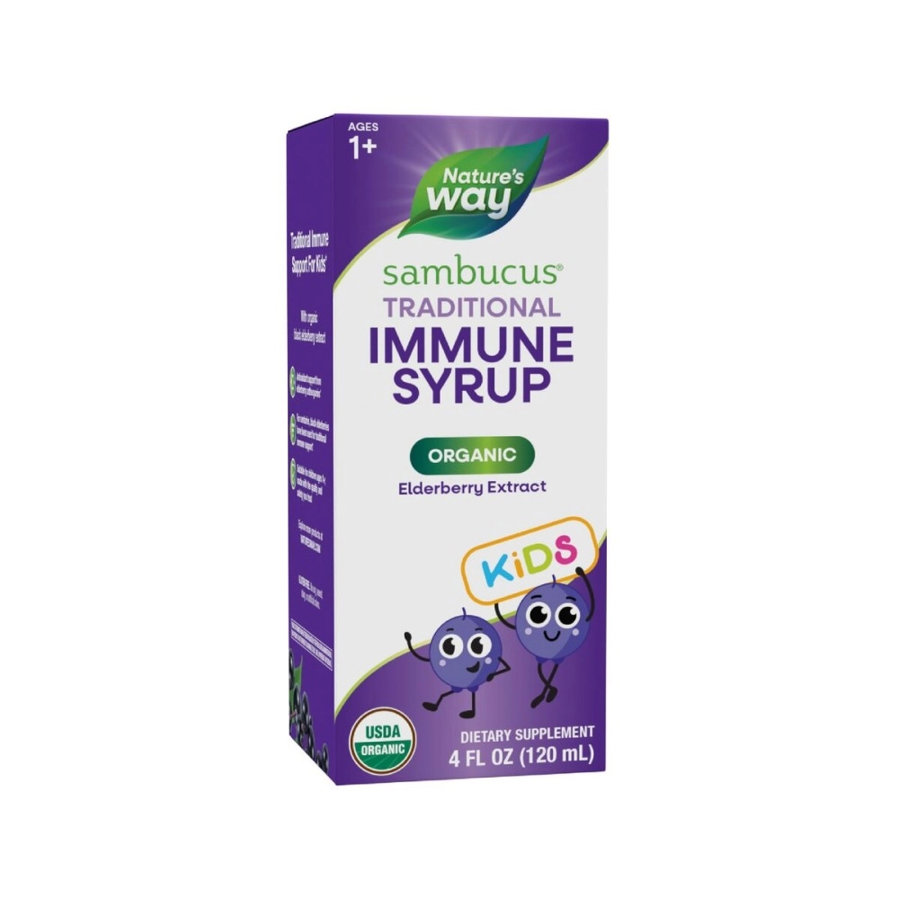 Nature\'s Way Sambucus Organic Elderberry Syrup for Kids, Black Elderberry Extract, Great Tasting, Gluten-Free, 4 Fl. Oz