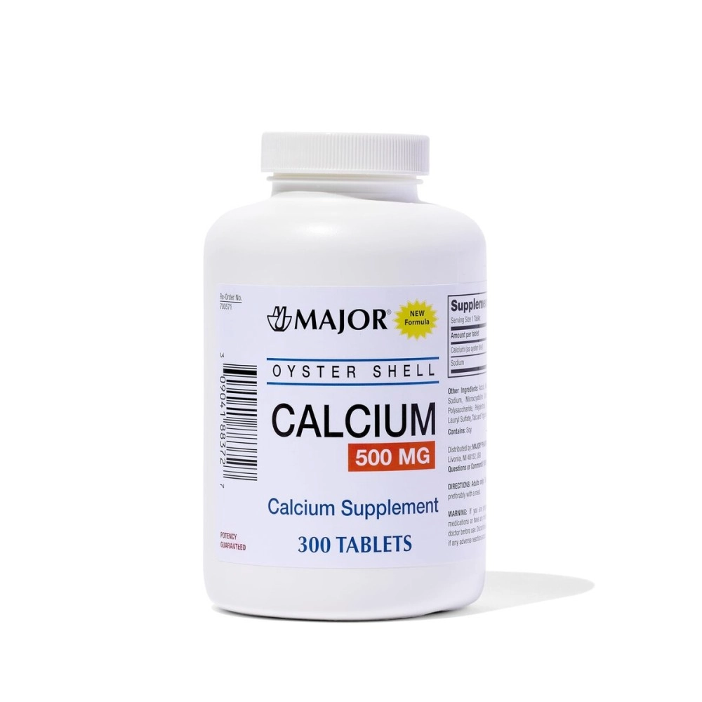 Major Oyster Shell Calcium 500 mg - Daily Calcium Supplement - 300 Tablets (1-Pack)