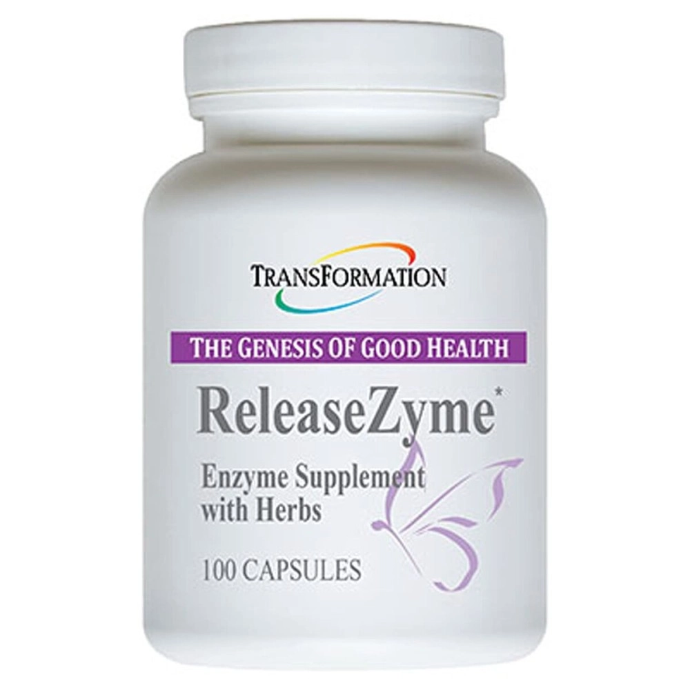 TRANSFORMATION THE GENESIS OF GOOD HEALTH Enzymes ReleaseZyme Blend Supplement with Natural Herbs, 1 Practitioner Physician Recommended, Balanced Digestive Support, 100 Cap