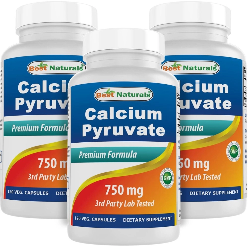 Calcium Pyruvate 750 mg 120 Capsules by Best Naturals (Pack of 3)