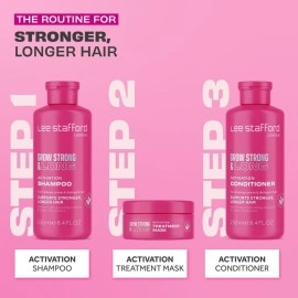 Lee Stafford Hair Growth Mask | Grow Strong & Long Collection - Best Nourishing Treatment for Damaged, Dry Hair, Deep Conditioner Moisture Mask with Thickening Protein, 5 Minute Leave-In, 6.7 Fl Oz