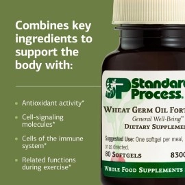 Standard Process Inc. Wheat Germ Oil Fortified - Whole Food Exercise, Antioxidant and Immune Support with Vitamin E and Wheat Germ Oil - 80 Softgels
