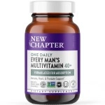New Chapter Men\'s Multivitamin + Immune Support - Every Man\'s One Daily 40+, Fermented with Probiotics + Whole Foods + Saw Palmetto + B Vitamins + Vitamin D3 + Organic Non-GMO Ingredients - 48 ct