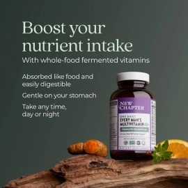 New Chapter Men\'s Multivitamin + Immune Support - Every Man\'s One Daily 40+, Fermented with Probiotics + Whole Foods + Saw Palmetto + B Vitamins + Vitamin D3 + Organic Non-GMO Ingredients - 48 ct