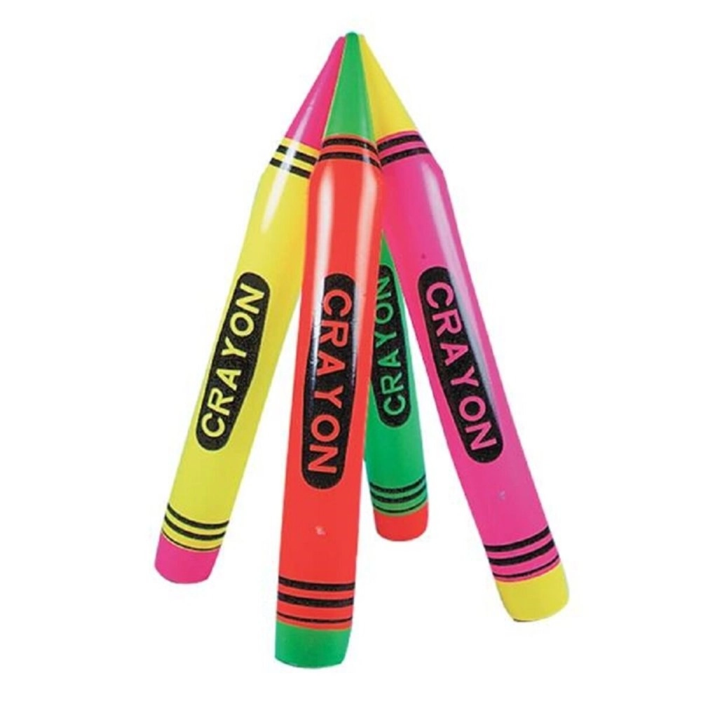 Rhode Island Novelty ~ 4 ~ Neon Inflatable Crayons ~ Approx. 44 ~ New ~ Photo Prop Toys, Party Decor,