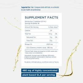 Nordic Naturals Gla Unflavored Vegetarian Borage Oil, 4oz