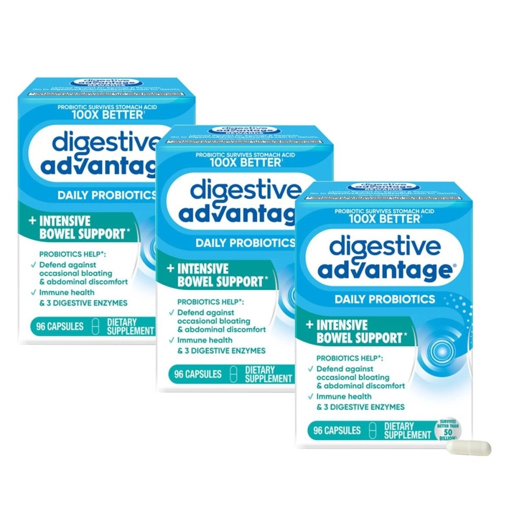 Digestive Advantage Schiff Intensive Bowel Support, 96 Capsules (Pack of 3)