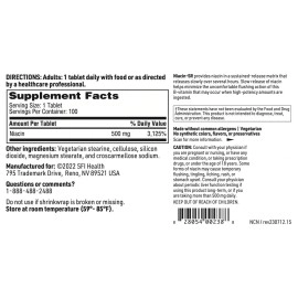 Klaire Labs Niacin-SR - 500 Milligrams Sustained Release Essential Vitamin B3 to Help Avoid Flush, Adjustable Dose & Hypoallergenic (100 Scored Tablets)