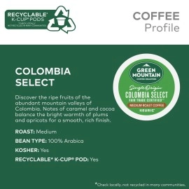 Green Mountain Coffee Roasters Fair Trade for Keurig Brewers - Colombian Select, 96 Count