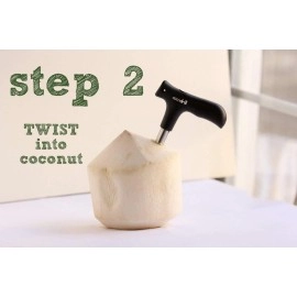CocoDrill Young Coconut Opening Tool -(Punch Tap) Knife Opener for Raw Coco Water Juice - Makes Straw Hole! (Fresh, Thai, Hawaii)