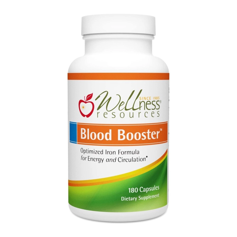 Wellness Resources Blood Booster for Energy and Fatigue - Gentle, Non-constipating Iron, Methylfolate and Other coenzyme B Vitamins (180 caps - Vegan, Gluten Free, Non-GMO)