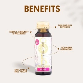 GOLD COLLAGEN Pure - Collagen Supplements for Women & Men Biotin Hair Growth, Skin & Nail, Anti Wrinkle Immune System Booster with Vitamin C, B6, Zinc, Hyaluronic Acid & Marine Collagen 1 Pack 10x50ml
