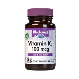 Bluebonnet Nutrition Vitamin K2 (as Menaquinone-7) (from natto extract using Bacillus subtilis) 100 mcg. Other ingredients: Kosher vegetable capsules, vegetable cellulose, vegetable magnesium stearate
