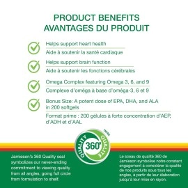 Jamieson Omega 3-6-9, 200 softgels Bonus