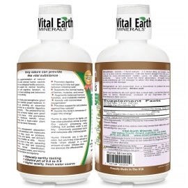 Vital Earth Humic Minerals - 70+ Trace Minerals with Naturally Occurring Fulvic Acid, Alkalizing Liquid Mineral Supplement for Ionic Detox, Digestive Support, Energy & Balance, 32 Fl Oz
