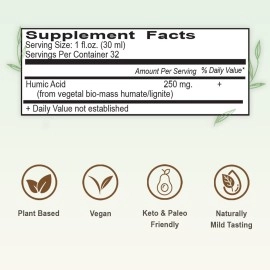 Vital Earth Humic Minerals - 70+ Trace Minerals with Naturally Occurring Fulvic Acid, Alkalizing Liquid Mineral Supplement for Ionic Detox, Digestive Support, Energy & Balance, 32 Fl Oz