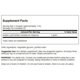 Swanson Mullein Leaf Liquid Extract (Alcohol and Sugar-Free) 1 fl Ounce (29.6 ml) Liquid
