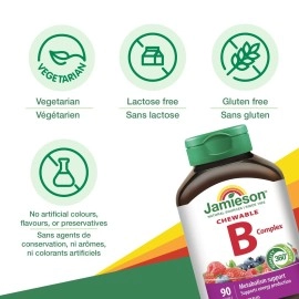 Jamieson Delicious Chewable Formula B Complex Berry Bliss 90 Tablets
