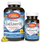 Carlson Labs Cod Liver Oil, Lemon Flavor, 460mg Omega-3s, Bonus Pack, 180 Count