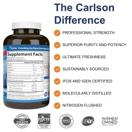 Carlson Labs Cod Liver Oil, Lemon Flavor, 460mg Omega-3s, Bonus Pack, 180 Count